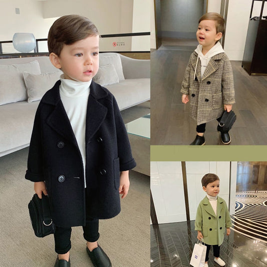 Boys Long Jacket Coat Plaid Pattern Boy Coat Casual Style Jacket Boy Spring Autumn Children&#39;s Clothes For Boys