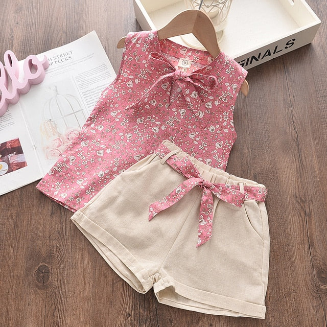 Menoea Girls Clothing Sets 2022 New Style Summer Children&#39;s Clothes Cute  Dots Lace + Bow Short Pants 2pc Suits Kids Outfits