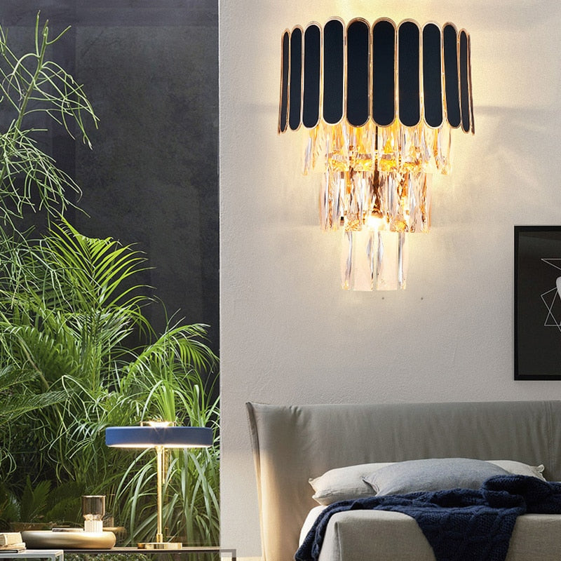 Modern Light Luxury Crystal Wall Lamp Living Room Bedroom Tv Wall Bedroom Bedside Led Lights