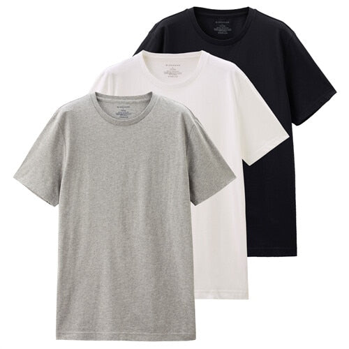 Giordano Men T Shirt Cotton Short Sleeve 3-pack Tshirt Solid Tee Summer Beathable Male Tops Clothing Camiseta Masculina 01245504