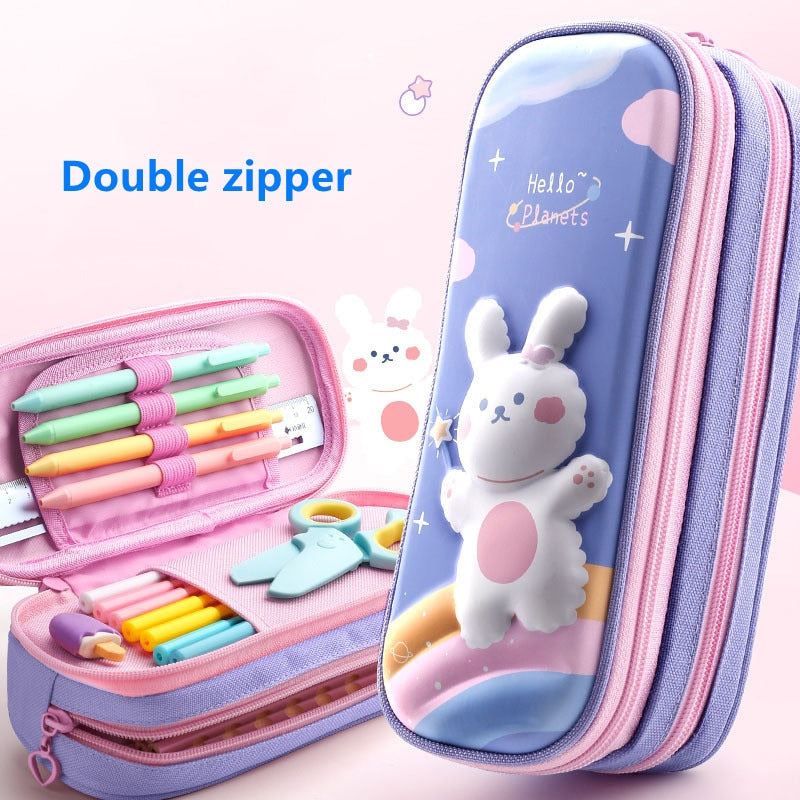 3D EVA unicorn cute pencil case cartoon stationery box girls Color pencil box student pen case school supplies gifts ipad case