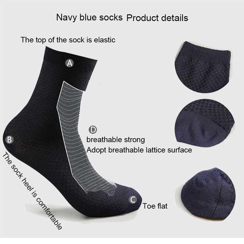 10 Pairs/Lot Men&#39;s Bamboo Fiber Socks 2022 New Compression Autumn Long Black Business Casual Man Dress Sock Gift Plus Size 42-45