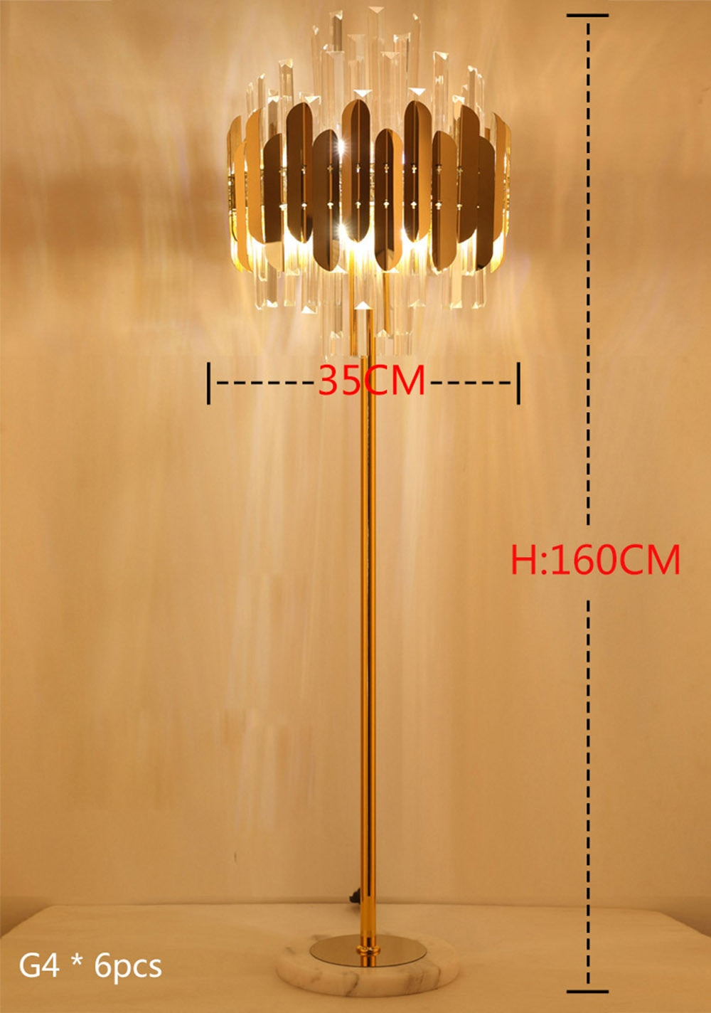 New Luxury Modern Crystal Gold Stand Floor Lamp LED For Bedroom Living Room Indoor Home Light Fixtures