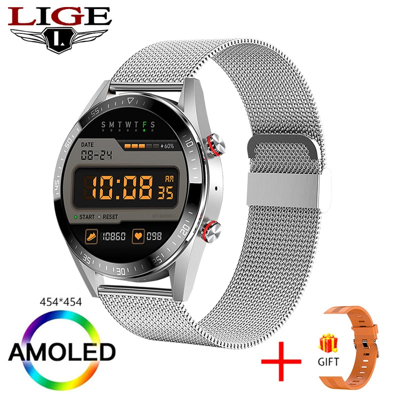 LIGE New 454*454 Screen Smart Watch Men Always Display The Time Bluetooth Call Local Music Men Smartwatch For Huawei Xiaomi +Box