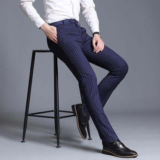 2023 Mens Suit Pants Fashion Business Casual Formal Suit Trousers Men Stripe Straight Men Dress Pant Trajes De Hombres De Vestir