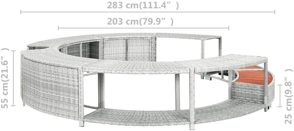 Spa Surround Poly Rattan Modern Hot Tub Surround Built-in Storage Area and A Cut Out Section for A Power Pack,Poolside Shower