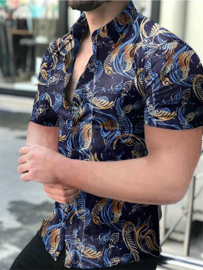 2022Summer New Mens Vintage Striped Shirt Fashion Casual Luxury Shirt Short Sleeve Hawaii Shirts For Men Blusas Camisa Masculina