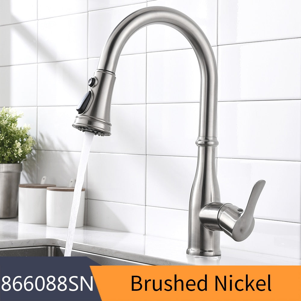 Gold Kitchen Faucets Silver Single Handle Pull Out Kitchen Tap Single Hole Handle Swivel Degree Water Mixer Tap Mixer Tap 866011