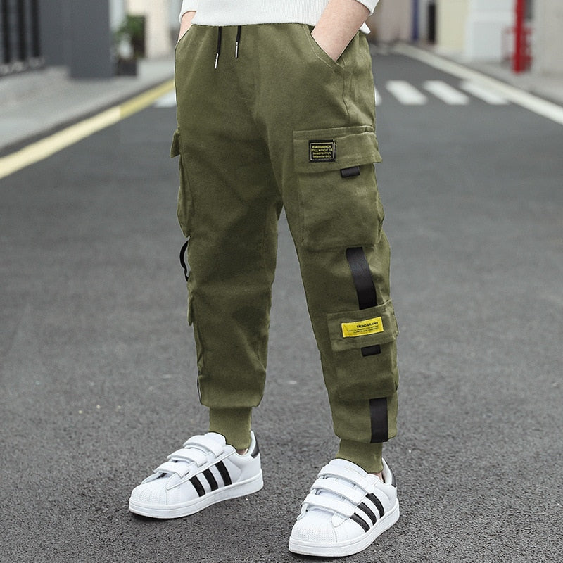 New Children Pants Trend Clothing Boys Pants Letter Pattern Cargo Pants Elastic Waist Harem Pants Baby Teenage Trousers For Kids