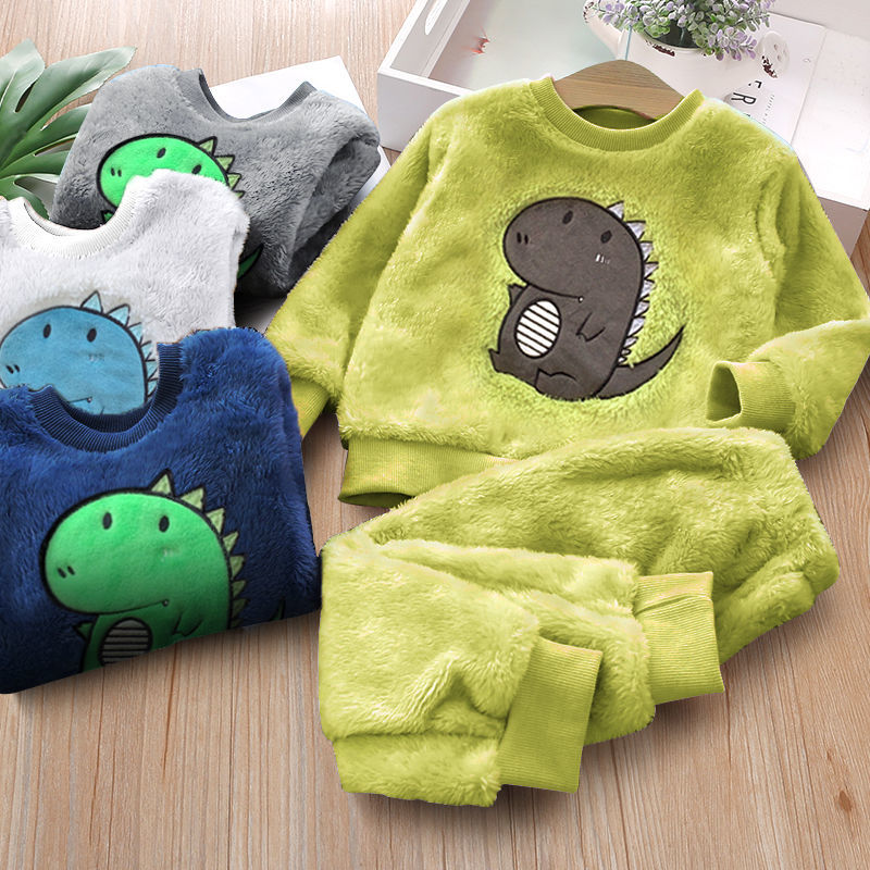 Kids Clothes Flannel Baby Pyjamas Winter Lounge Set Long Johns Kids Clothes Girls Loungewear Clothes Boys Sleepwear Pyjamas Suit