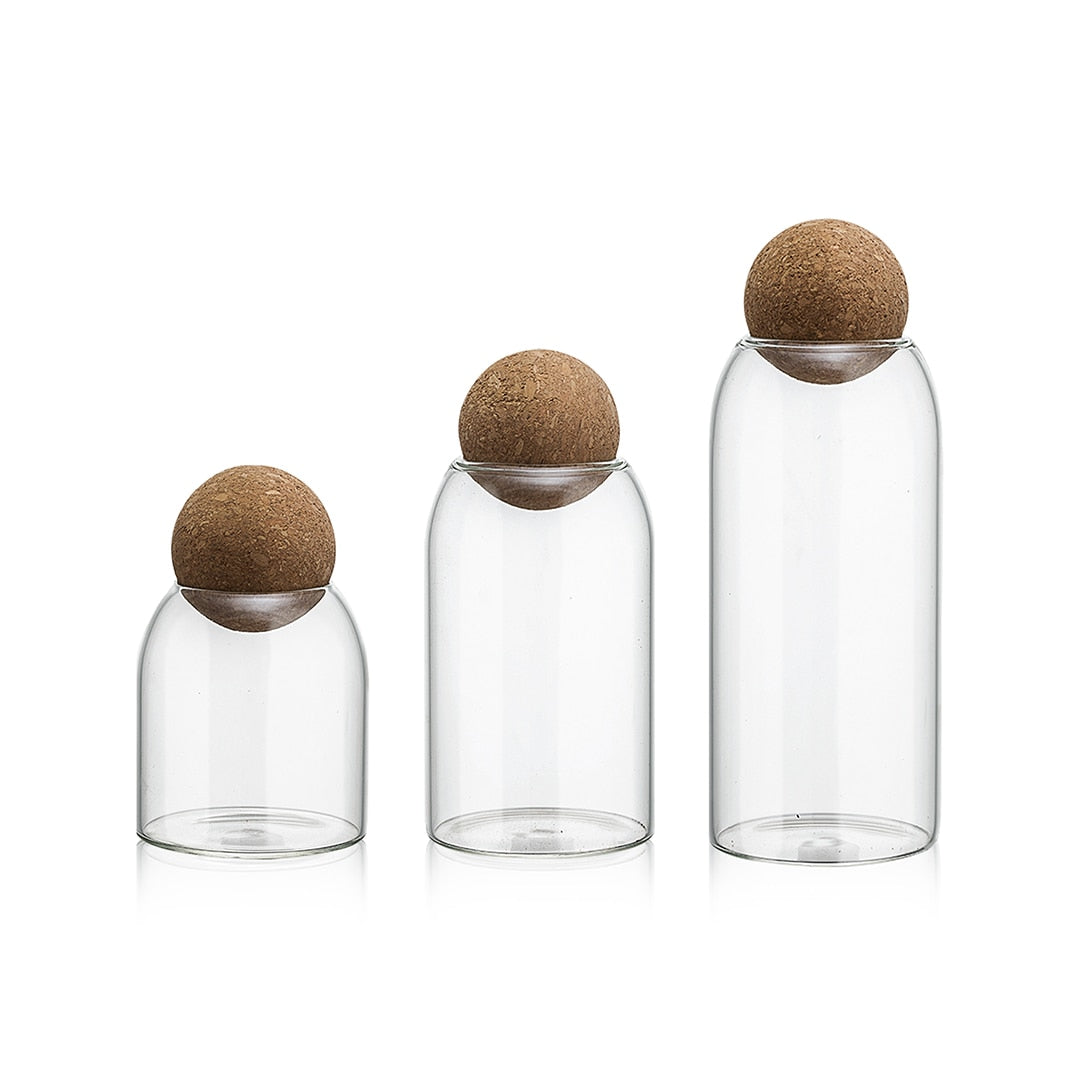 Transparent Lead-Free Glass Cork Sealed Can Storage Tank Grains Storage Jar Creative Cork Tea Containers Kitchen Storage