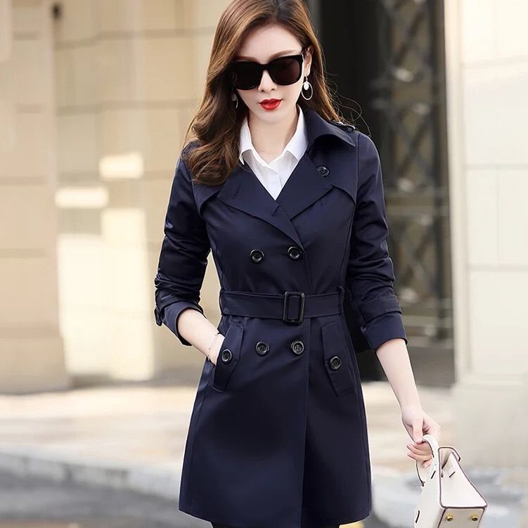 Big Size 6XL Spring Autumn Women Classic Double Breasted Mid-long Trench Coat Female Slim Street Windbreaker Business Outerwear