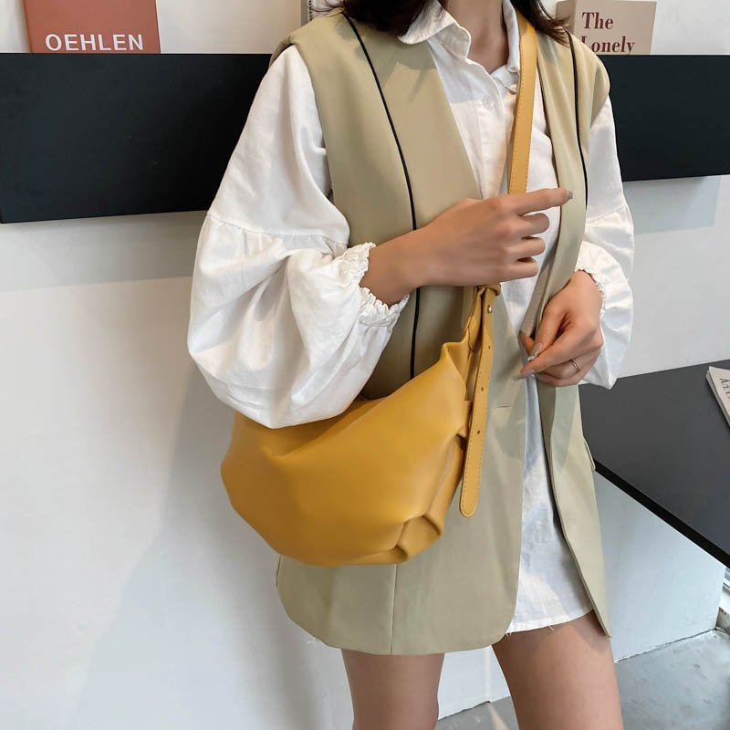 Brand Women Handbags Solid Ladies Hobos Bags Female Soft Leather Shoulder Bag Vintage Crossbody Bags Simple Women Bag Casual Sac