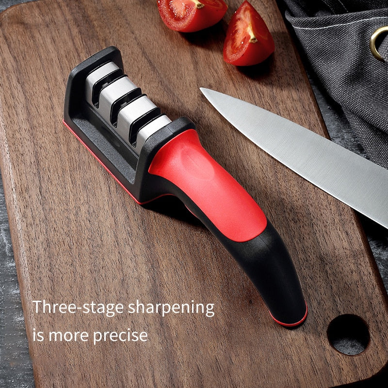 Knife Sharpener Stainless Steel 3 Stages Professional Kitchen Tool Sharpening Stone Manual Kitchen Grindstone Grinder Tools  Des