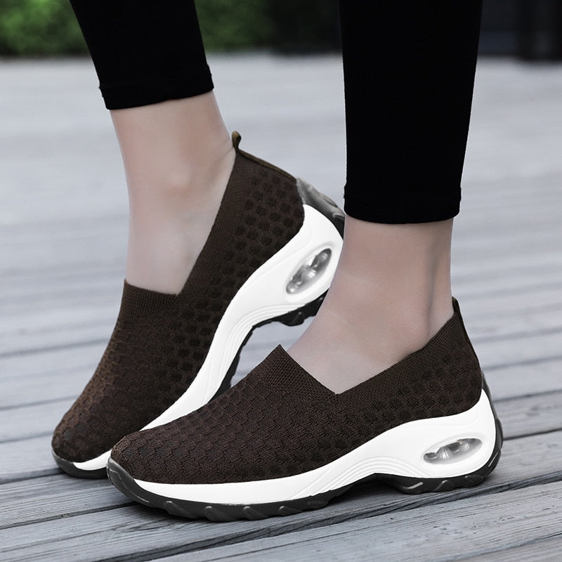 2022 New Light Toning Shoes Women&#39;s Black Summer Mesh Shoes Trendy White Sneakers Spring 42 41 40 Indoor Shape Up Shoes Wedge