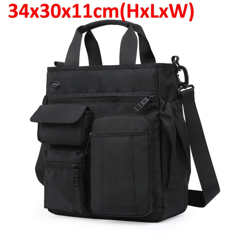 Business Men Canvas Handbag Casual Large Crossbody Shoulder Bag Vintage Tote Male Office Handbags Retro Brown Satchel Bags XA74C