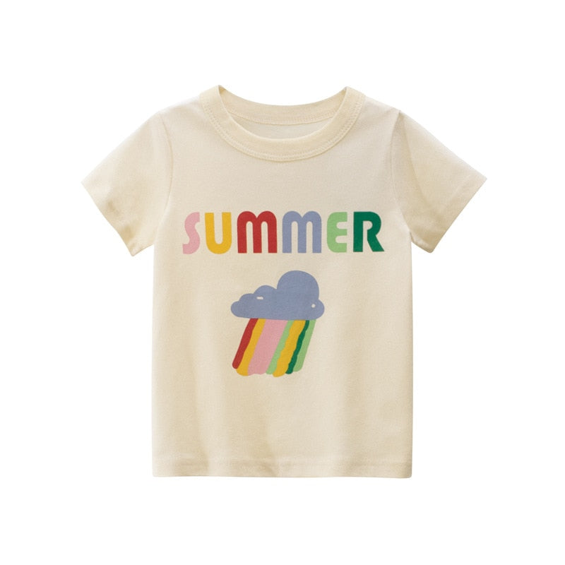 Cotton Children Kids T-shirt For Boys a Boy T Shirt Girls Tops Cartoon Baby Clothes Tee Short Sleeve Child&#39;s Shirts New 2021