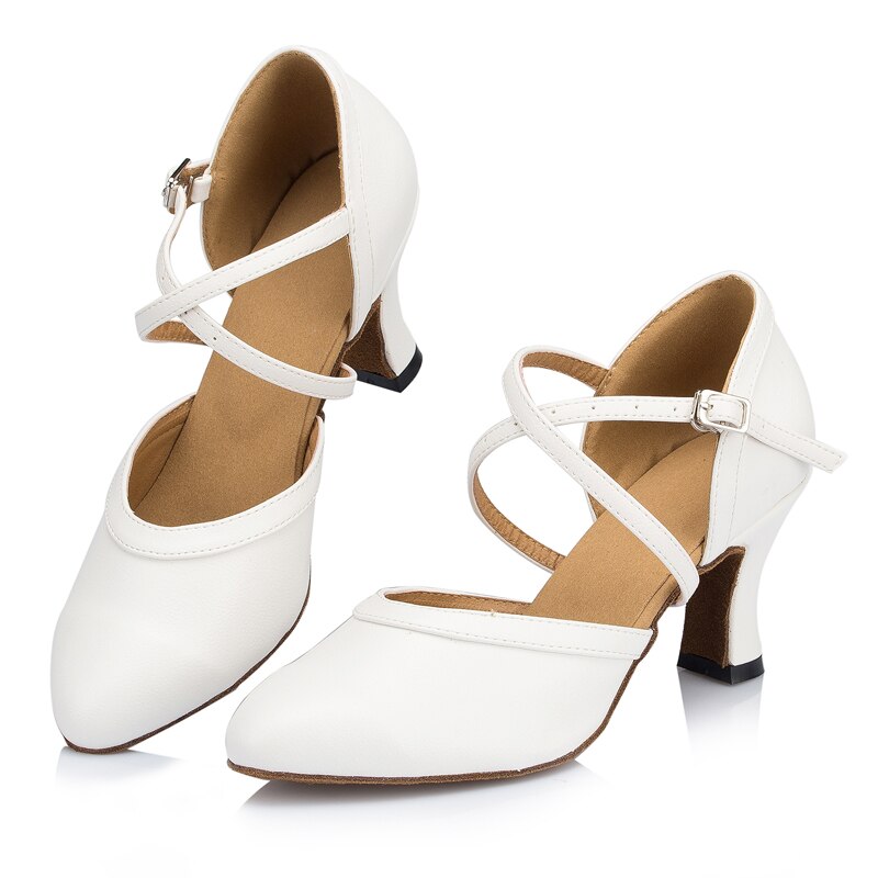 Women&#39;s Latin Dance Shoes White Wedding Banquet Ballroom Tango Salsa High-Heeled Professional Sneakers Dance Sneakers