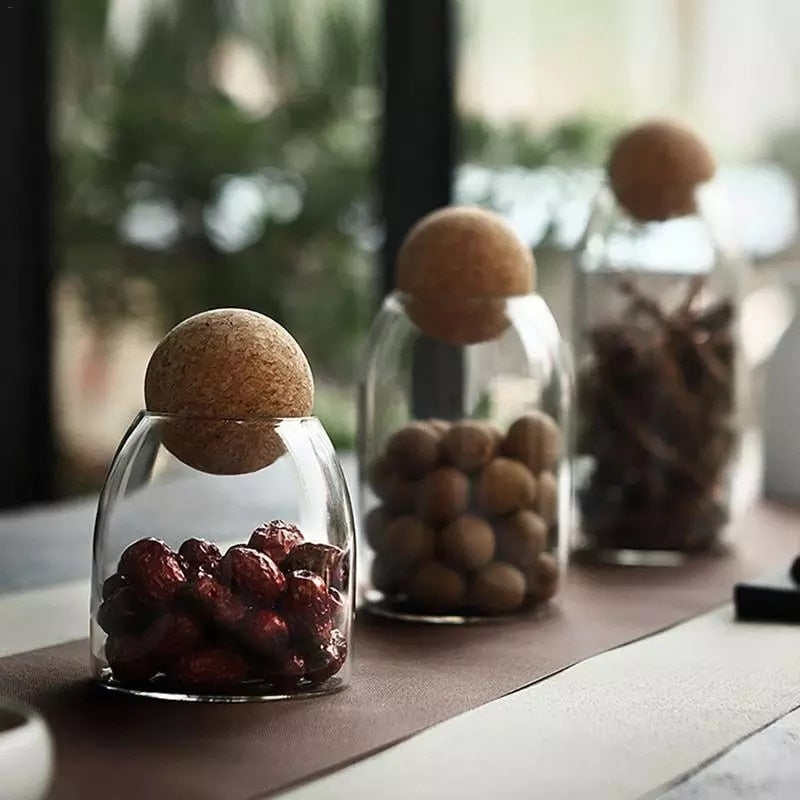 Transparent Lead-Free Glass Cork Sealed Can Storage Tank Grains Storage Jar Creative Cork Tea Containers Kitchen Storage