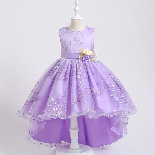 Baby Girls Flower Princess Ball Gown Party Tutu Trailing Dress For Brithday Wedding Kids Christmas Dresses Children Clothing