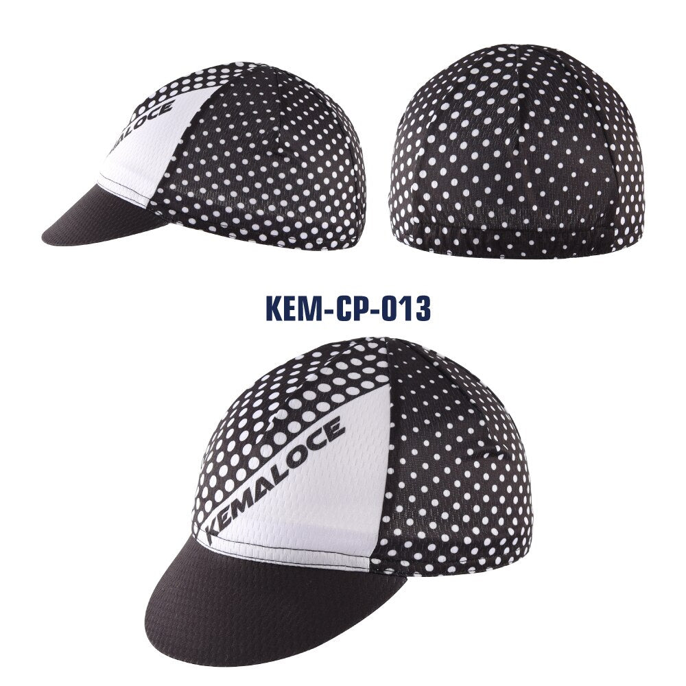 KEMALOCE Men Cycling Cap Anti-UV Summer Elastic Quick Dry Bike Cap 2022 White/Black/Blue Mesh Outdoor Breathable Cycling Hat