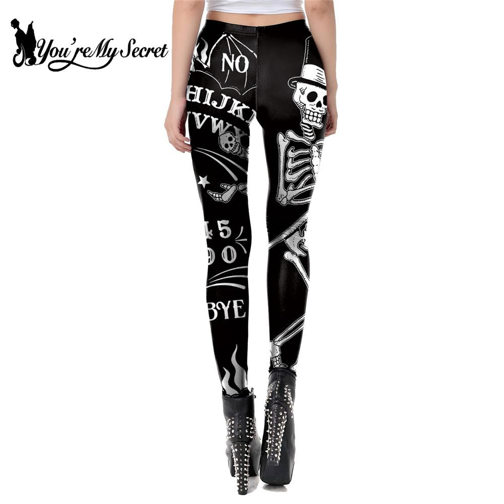 [You&#39;re My Secret] Ouija Board Leggings Women 3D Printed Trousers Satan Head Devil Leggins Fitness Workout Elastic Pants Legins