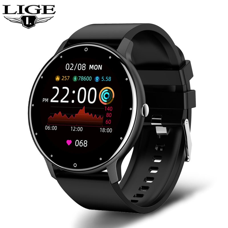 LIGE 2021 Smart watch Ladies Full touch Screen Sports Fitness watch IP67 waterproof Bluetooth For Android iOS Smart watch Female