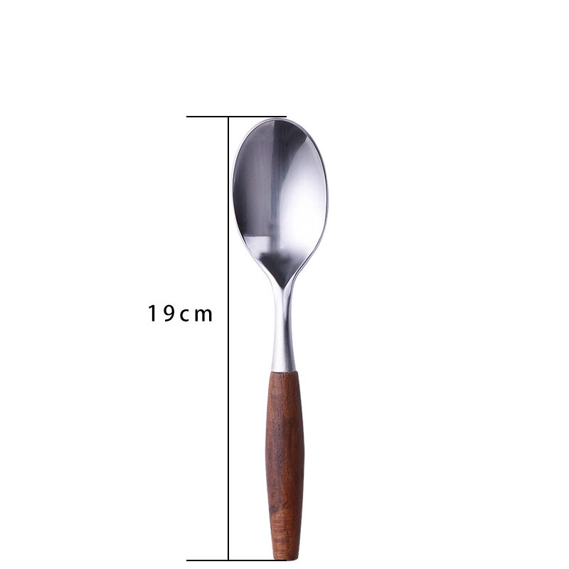 304 Stainless Steel Natural Teak Wooden Handle Dinnerware Set Steak Knife Fork Spoon Dessert Spoon Fork Cutlery Set Tableware