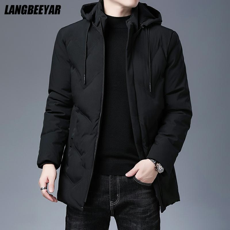 Top Quality Brand Casual Fashion Thicken Warm Men Long Parka Winter Jacket With Hood Windbreaker Coats Mens Clothing 2022