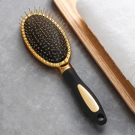 Hair Comb Scalp Massage Gold Plating Luxury Comb Hairbrush Nylon Women Curly Detangle Hair Brush Salon Hairdressing Styling Tool