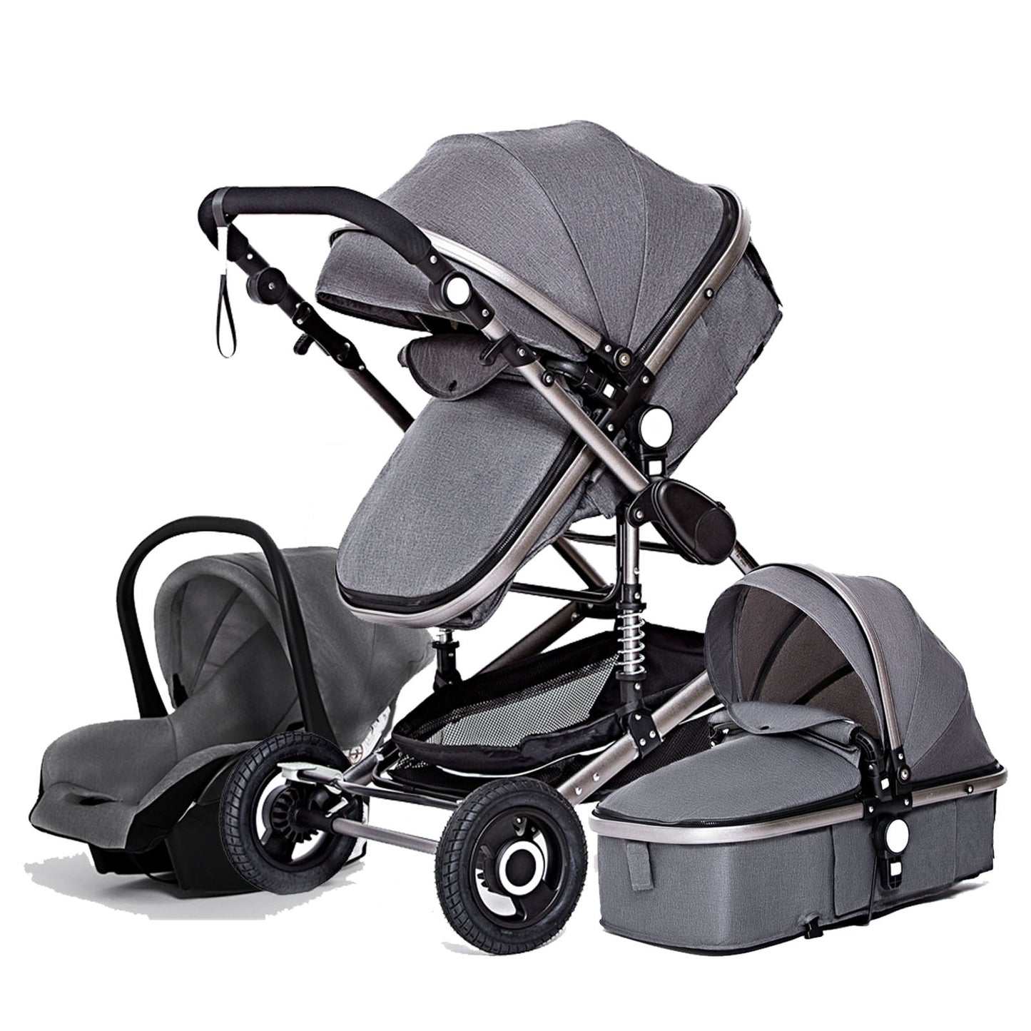 Luxurious Baby Stroller 3 in 1 Portable Travel Baby Carriage Folding Prams Aluminum Frame High Landscape Car for Newborn Baby