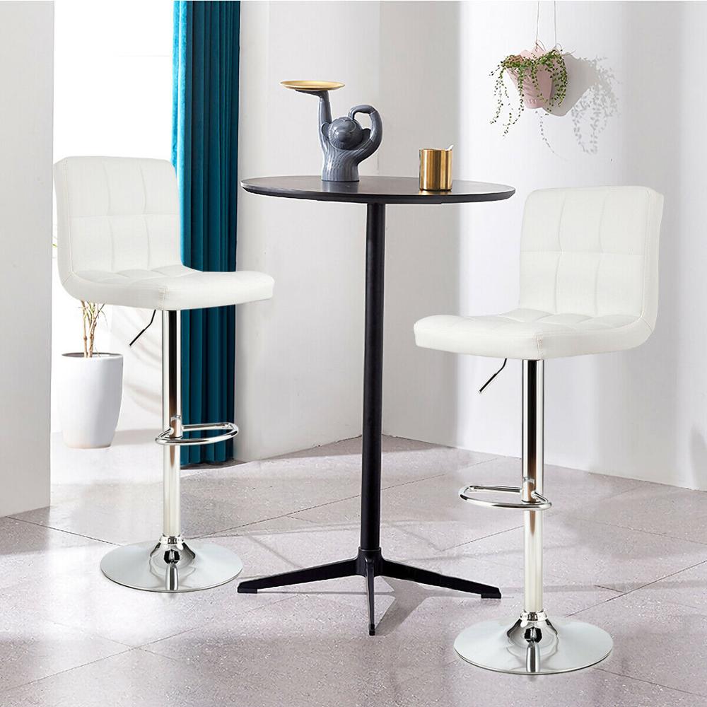 Set of 2 Adjustable Bar Stools PU Leather Swivel Kitchen Counter Pub Chair HW66492