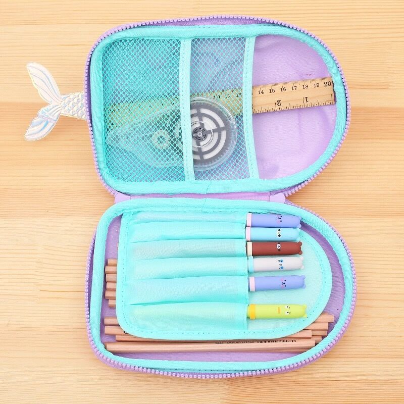 3D braid girl pencil case Plastic EVA stationery box Cute pencil bag kawaii pen case for kids student pen bag gifts big pen box