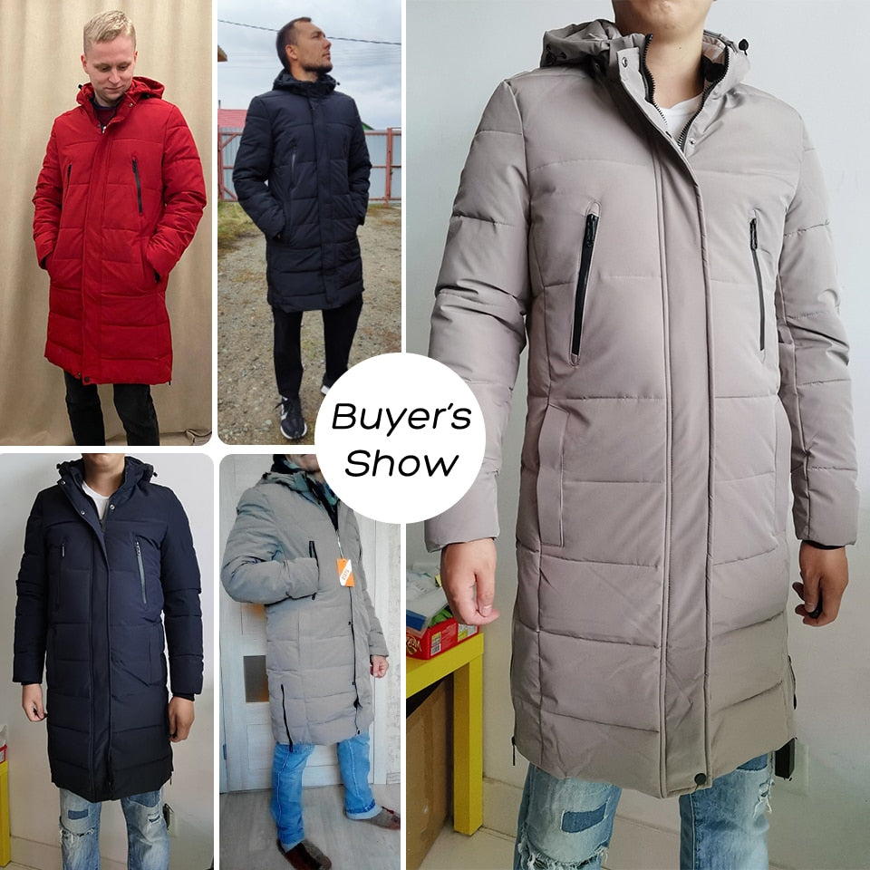 Men 2022 Winter New Plus Long Warm Thick Hood Parkas Jacket Coat Men Autumn Outwear Outfits Classic Windproof Pocket Parka Men