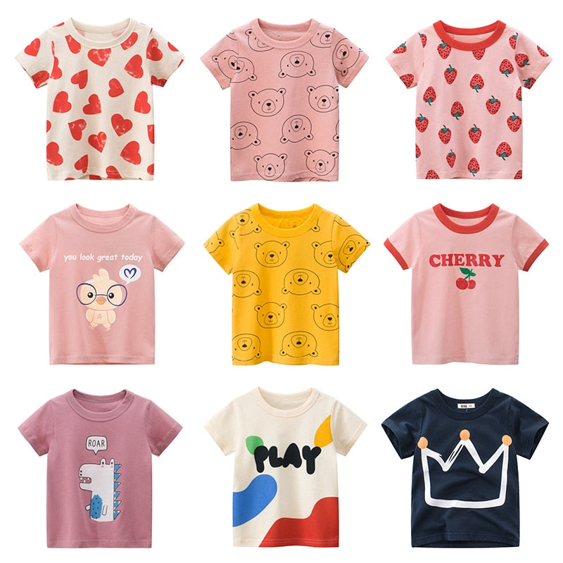 Cotton Children Kids T-shirt For Boys a Boy T Shirt Girls Tops Cartoon Baby Clothes Tee Short Sleeve Child&#39;s Shirts New 2021