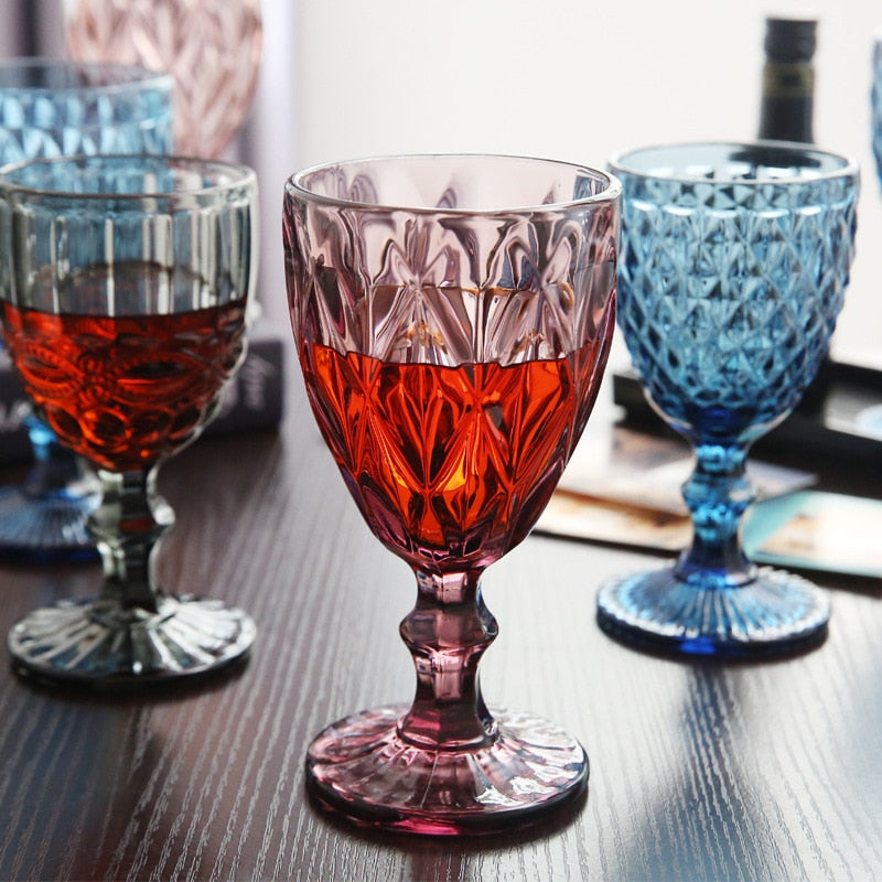 Retro Cup Carved Goblet Glasses Of Wine Heat-Resistant Glass For Champagne Whiskey Cocktail Christmas Gifts Bar Drinking Utensil