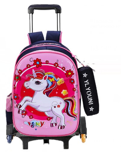 PU School bag with wheels for boys School trolley backpack for girls waterproof Wheeled backpack for school bags trolley bags