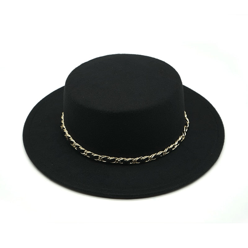 New Fashion 8CM Big side adult Vintage Wide Brim Felt Bowler Hats Floppy Cloche Fedora Cap Hat Band Bowler Elegant female hat