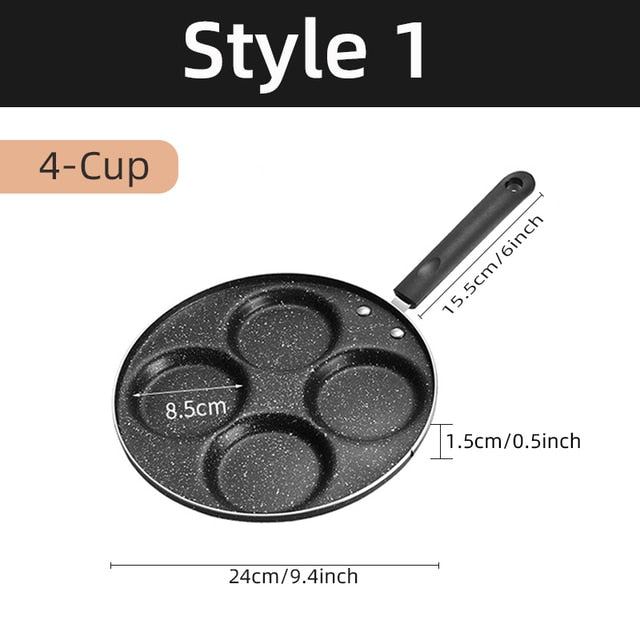 Non-stick Frying Pot Pan 2/4 Holes Steak Egg Pancake Thickened Omelet Pan Wooden Handle Pan For Kitchen Utensils