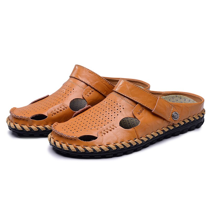 Men Summer Sandals Genuine Leather Beach Trekking High Quality Hombre Fashion Comfortable Outdoor Beach Rome Slippers Size38-44