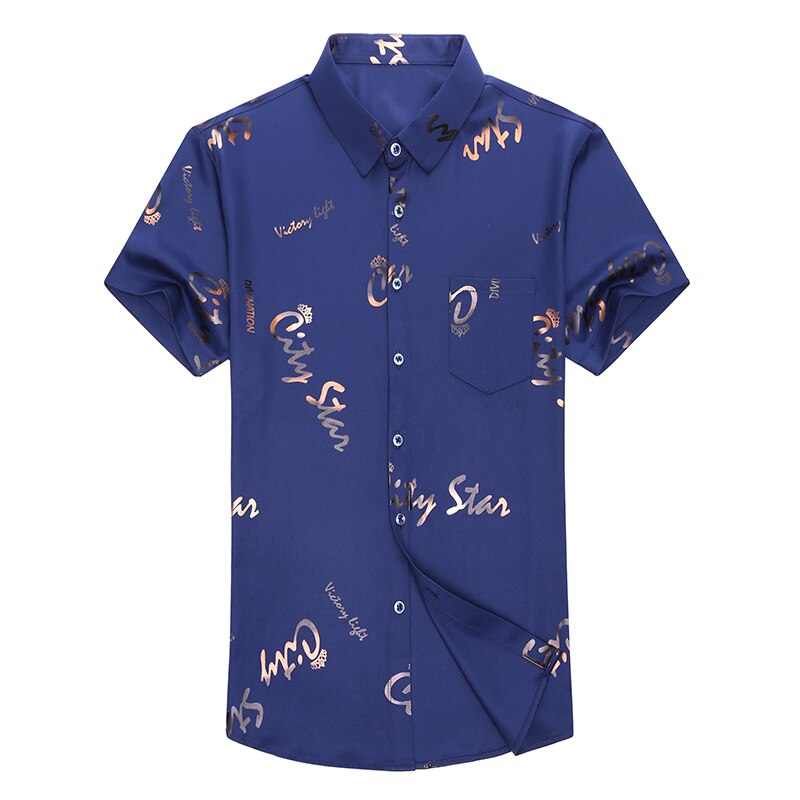 New Men Shirt High Quality Silk Print Summer Short sleeve Casual Shirts Men Slim Fit Camisa Masculina Drop Shipping C749