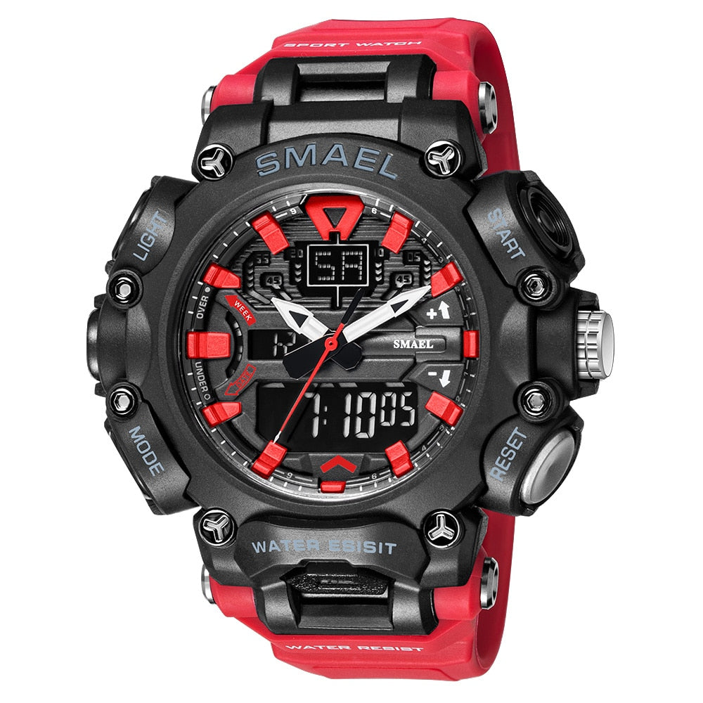 SMAEL Youth Fashion LED Digital Watch Men Alarm Shockproof Dual Wristwatches Chrono Waterproof Big Clock Mens Watches Cool Hour