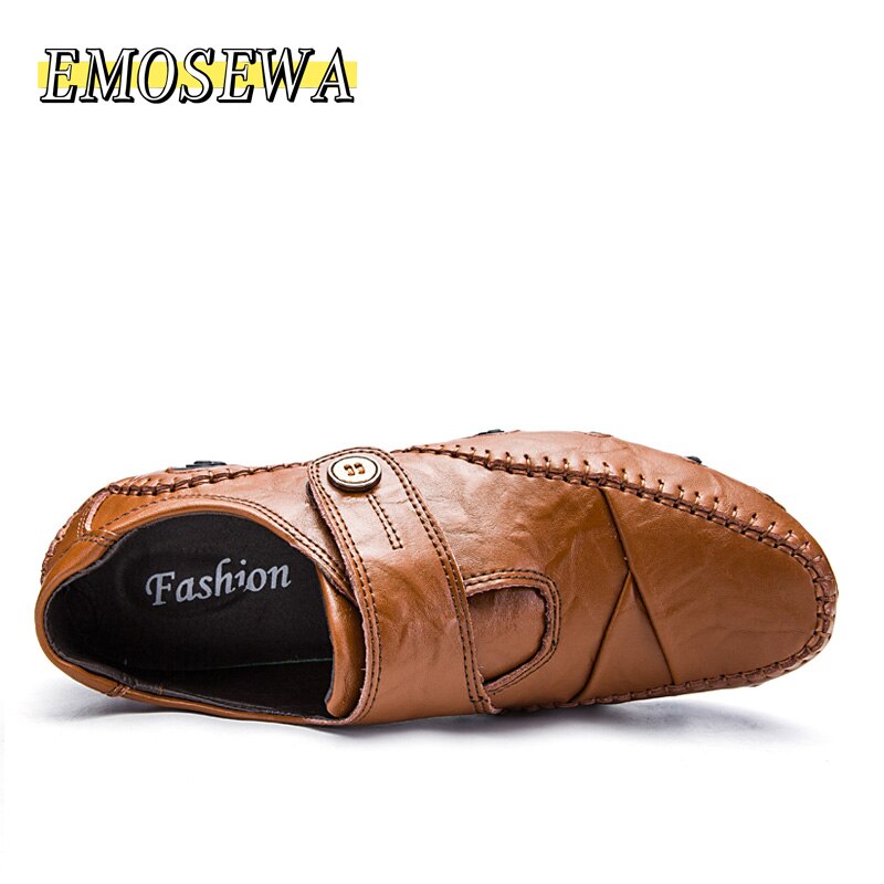 Quality Leather Shoes Men Casual Waterproof Moccasins Loafers Slip-on Shoes Breathable Male Fur Flats Sneakers Large Sizes 38-48