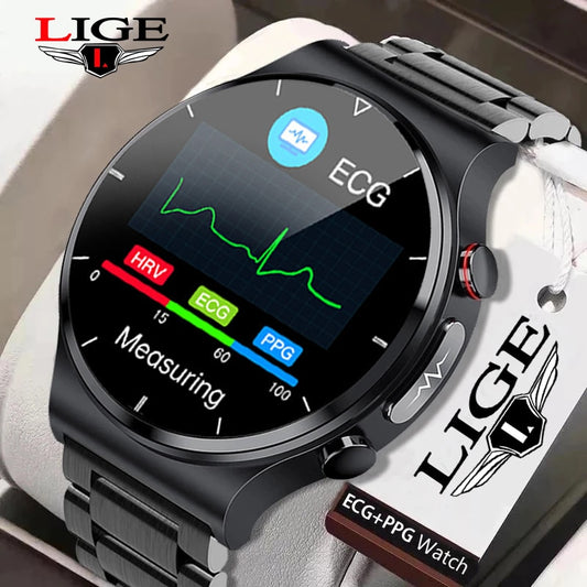 Smart Watch Men- LIGE 2022 ECG+PPG Smart Watch Men Blood Pressure Heart Rate Watches IP68 Waterproof Fitness Tracker Smartwatch For Huawei Xiaomi