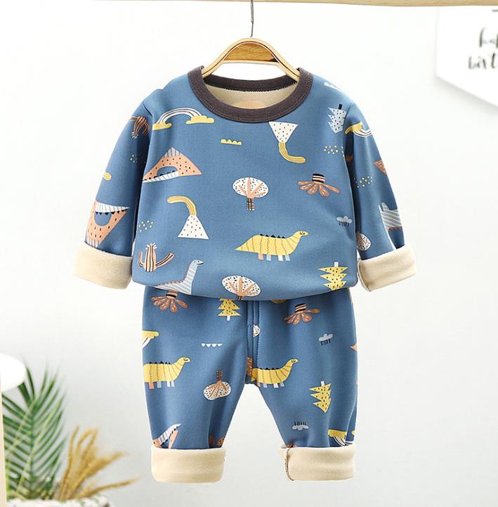 Children Pyjamas Winter Kids Clothing Sets Warm Fleece Pajamas For Boys Thicken Dinosaur Girls Sleepwear Baby Thermal Underwear