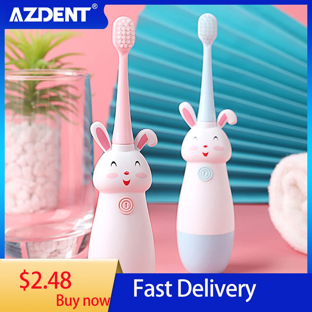 AZDENT Children Sonic Electric Toothbrush for 3-12 Ages Cartoon Pattern  Kids with Soft Replacement Heads