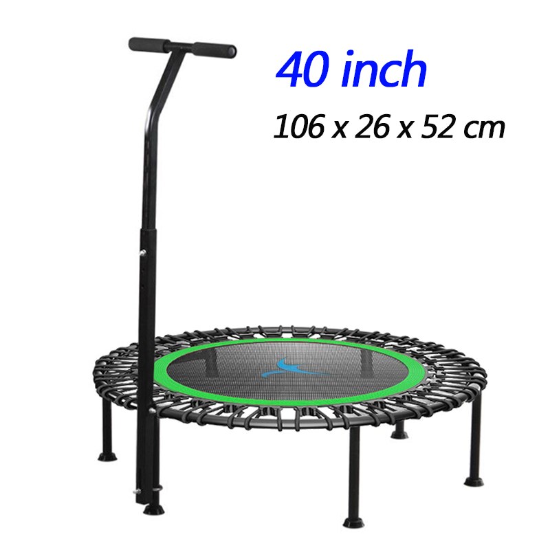 40&quot; Fitness trampoline Silent Mini with Adjustable Handle length Adults Kids indoor GYM Bungee Rebounder Jump Trainer Workout