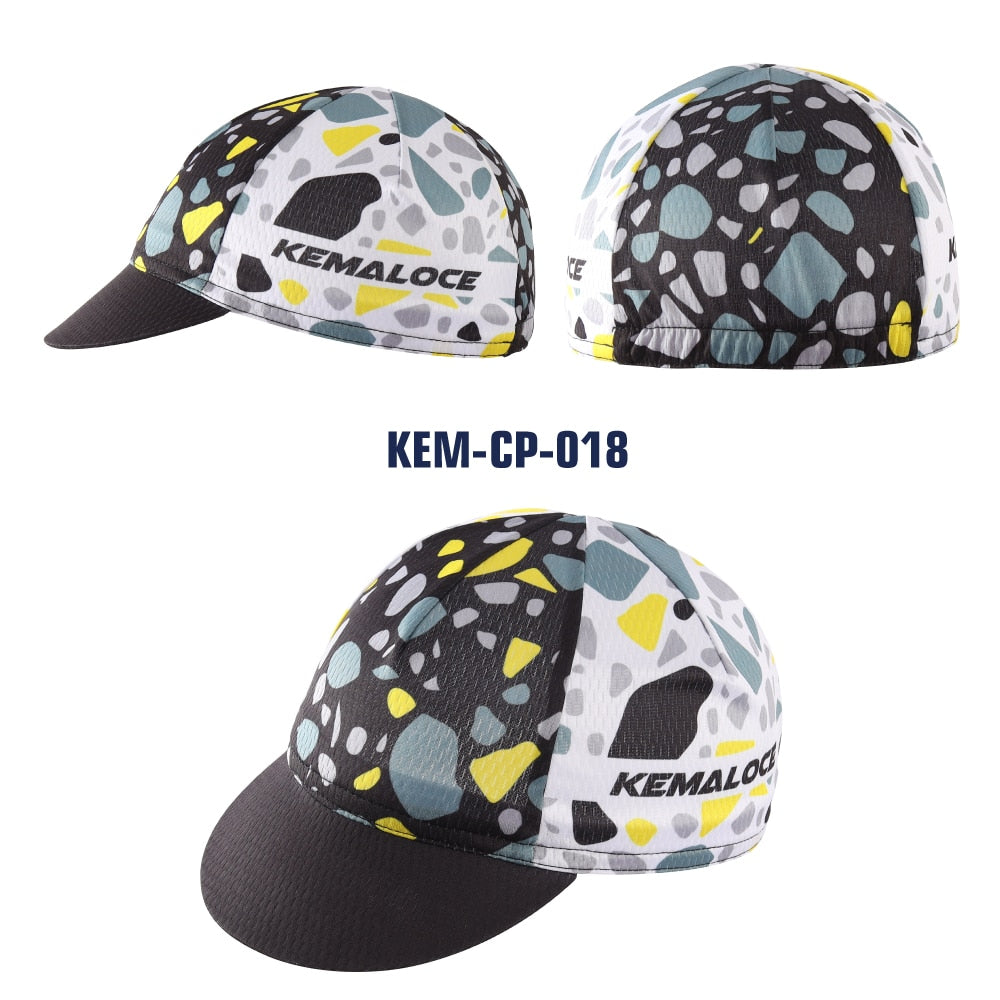 KEMALOCE Men Cycling Cap Anti-UV Summer Elastic Quick Dry Bike Cap 2022 White/Black/Blue Mesh Outdoor Breathable Cycling Hat