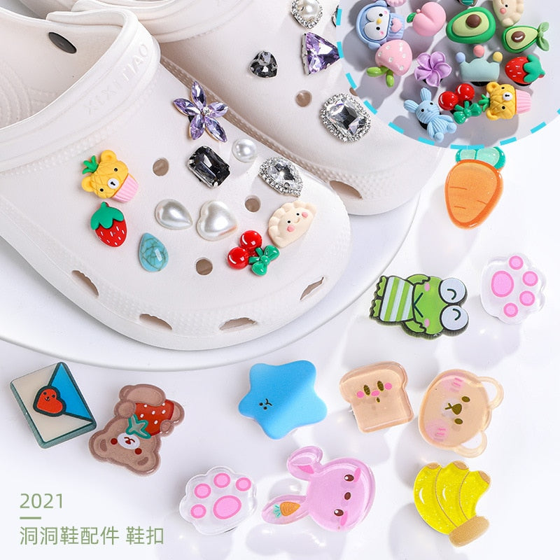 Shoe Charms Decoration Buckle carton chocolate ice cream fruit acrylic M JIBZ DIY combiation for croc friend gift 10pcs/set