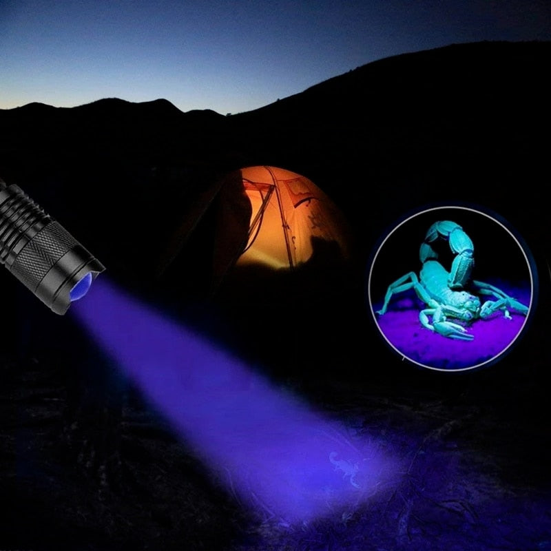 Purple Light 365/395 Nm UV Flashlight Handheld Portable Ultraviolet Detector Fluorescent Agent Detection Purple Lamp Flashlight